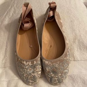 ZARA NWOT BROCADE VELVET BALLERINA SHOES SZ 40 / 9